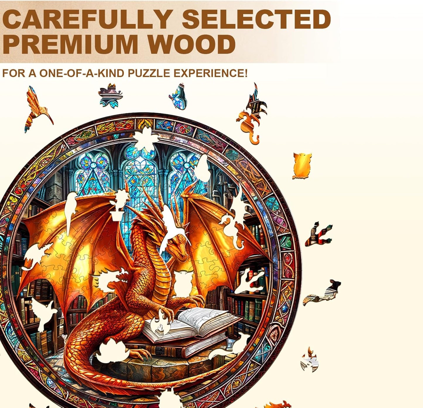 Wooden Puzzles for Adults, Dragon Wooden Puzzle,Magic Wooden Jigsaw Puzzles, Gifts for Family or Friends for Any Holiday.(13.4 * 13.4 in 300pcs)