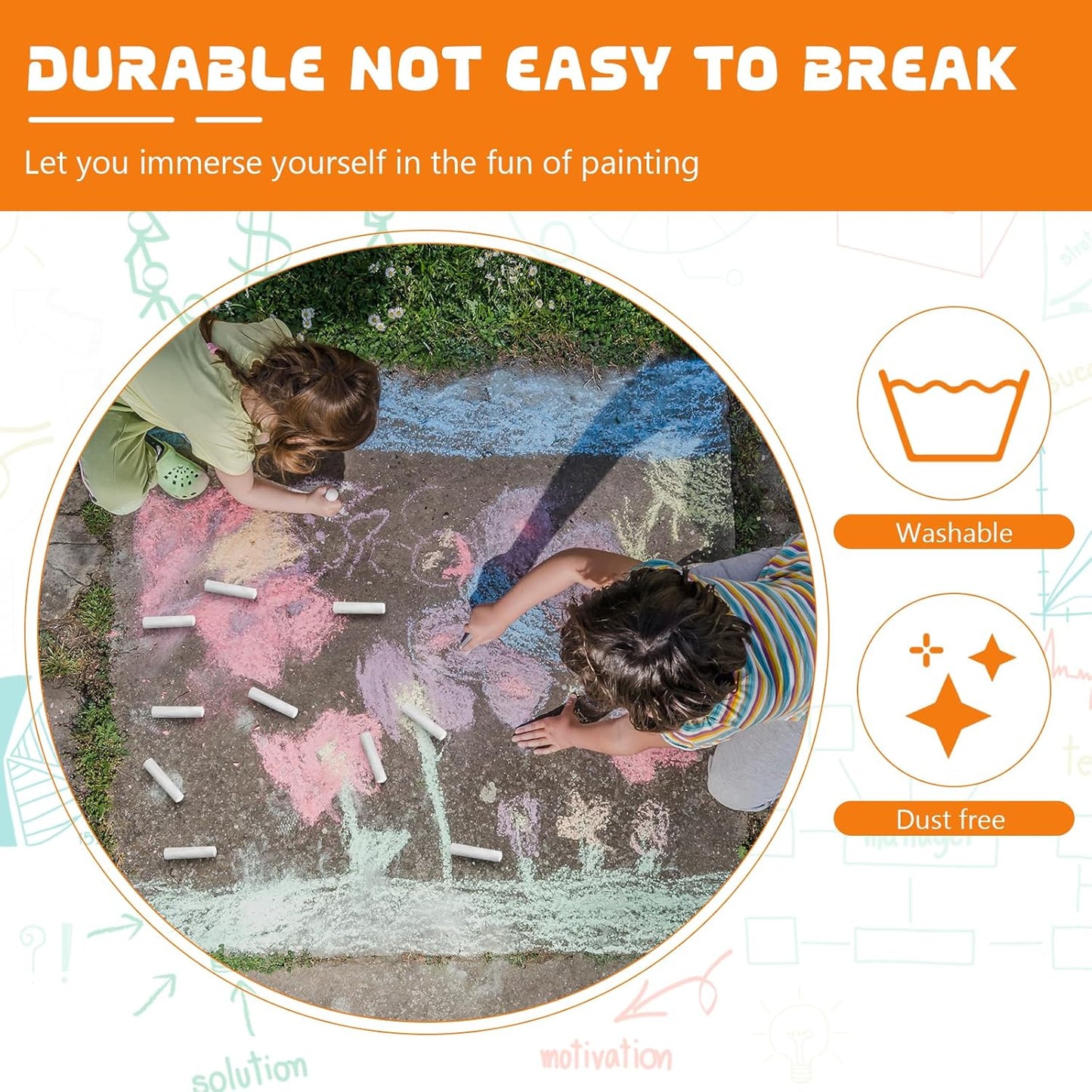 40 Pcs Sidewalk Chalks for Kids Non Toxic Jumbo Chalk for Party Gift Outdoor Art Classroom Play Painting (White)