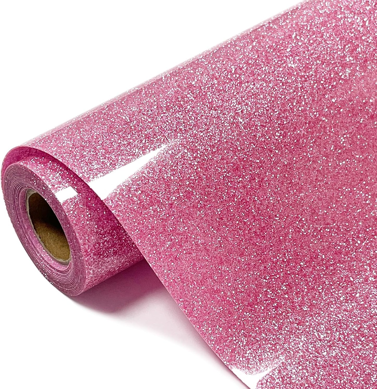 Glitter HTV Heat Transfer Vinyl Rolls- 10" x 8ft. Glitter HTV for Shirts. Iron on Vinyl and Heat Transfer Vinyl for All Cutters Machines. Easy to Cut & Weed Heat Vinyl Designs (Rouge Powder)
