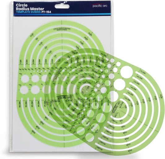 2 Pack Pacific Arc Circles Radius Master Template Guide, from 1/2 Inch to 3 3/4 Inch Radius and 36 Perfect Circles from 3/64 to 1 Inches