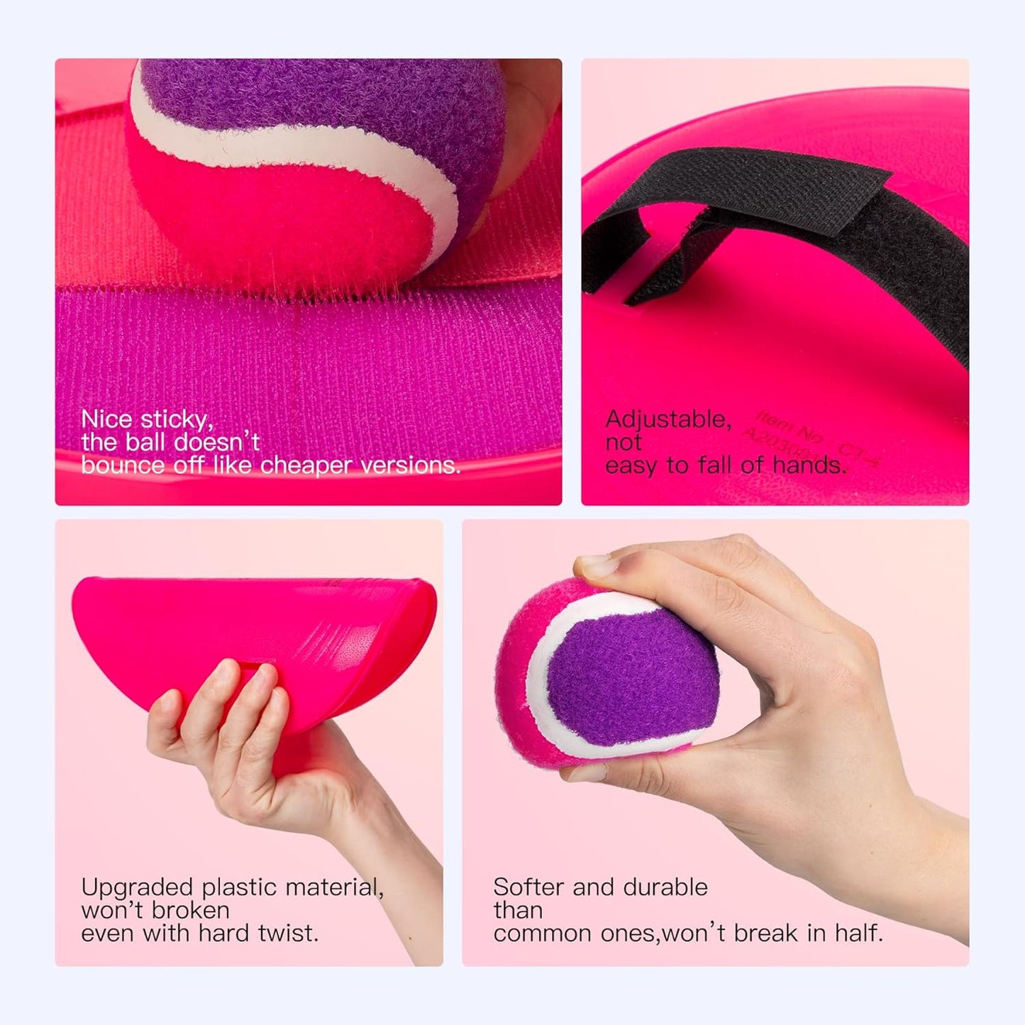 EVERICH Upgraded Toss and Catch Ball Game Set - Indoor and Outdoor Games for Kids 3-12, Beach Sand Pool Water Toy Includes 2 Paddles 2 Sticky Balls, Great Birthday Easter Gifts for Boys Girls