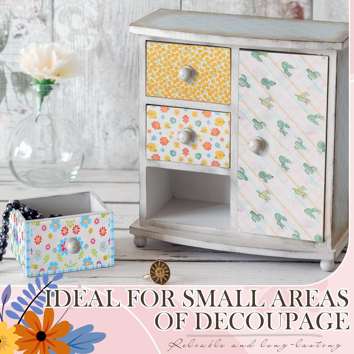 Crtiin 36 Pack 9 Styles Decoupage Napkins Assorted Floral Decorative Decoupage Napkins Chinoiserie Cocktail Paper for DIY Crafting Birthday Party, Each Unfolded 13 Inch (Little Colorful Floral)