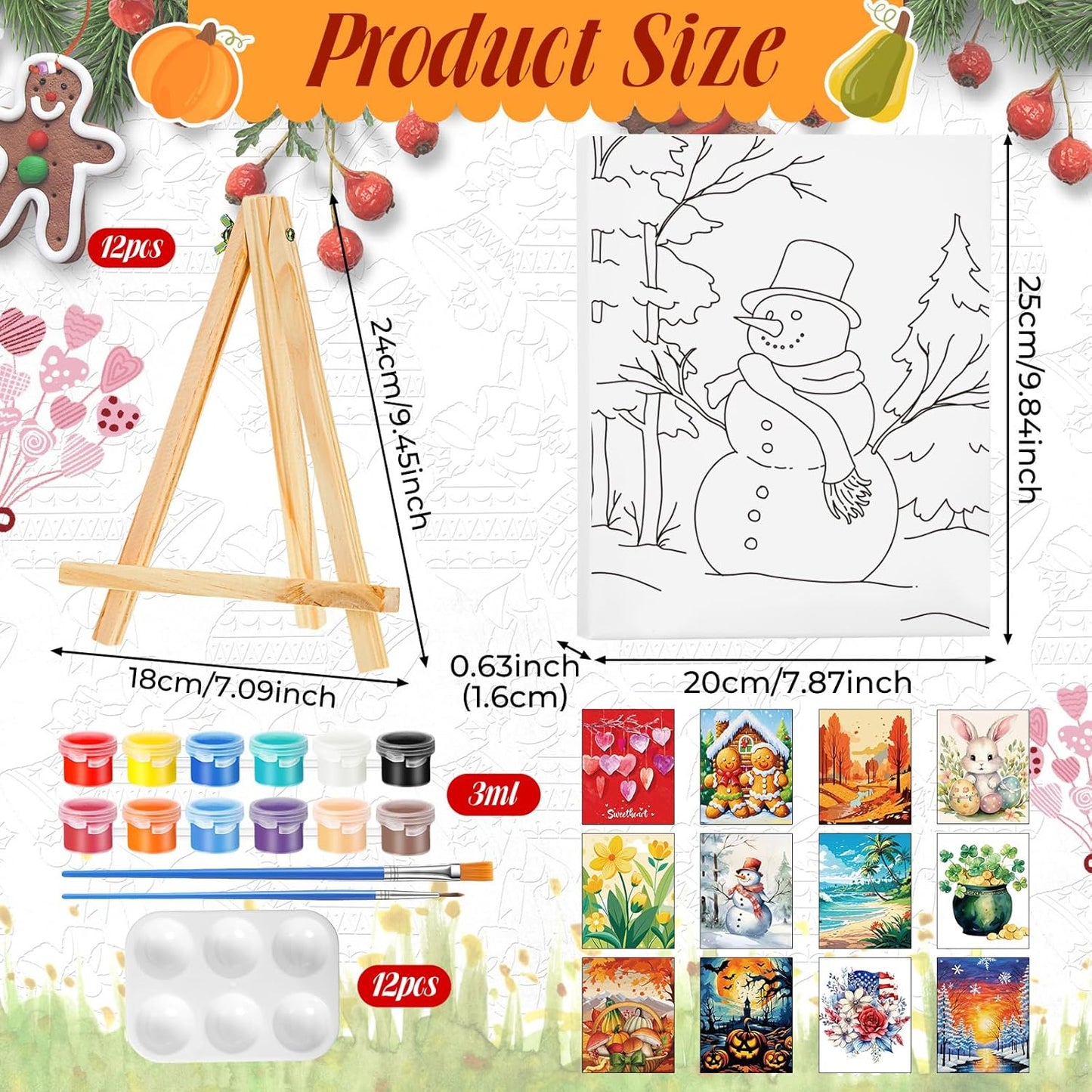 Zhanmai 12 Pack Pre Drawn Canvas for Painting Sip and Paint Kit 8" x 10" Paint Party Set Canvas Painting Pre Printed Canvases for Party Favor DIY Virtual Adult's Date Night (Classic Style)