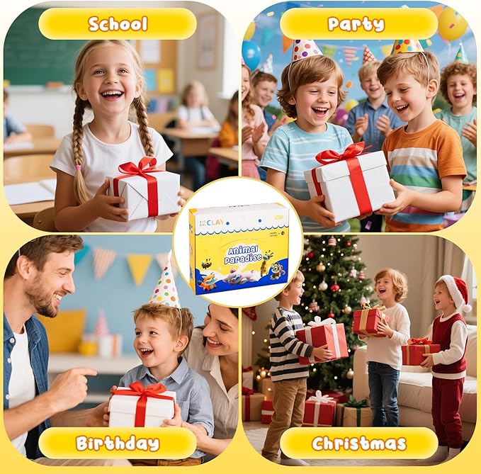 Air Dry Clay for Kids,12 Animal Modeling Clay for Kids,Arts and Crafts,Non-Toxic Air Dry Clay Animal Kit with Sculpting Tools, DIY Christmas Gift for Girls and Boys Christmas Crafts