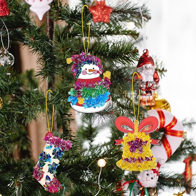 ATFUNSHOP Christmas Crafts for Kids Poke in Art No Mess Toy DIY Chrismas Ornaments for Boys and Girls Ages 4 5 6 7 8 9 10, Activity Kit Christmas Gifts, Xmas Party Favors Toys & Games