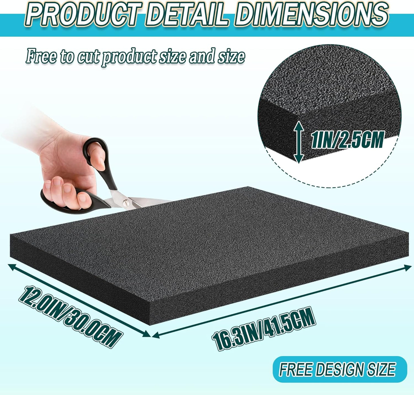 Black Packing Foam Sheets- 8PCS Cuttable Polyurethane Foam Pads Polyurethane Cushioning Inserts Black Foam Board for Packing Cases and Crafts- 16" X 12" X 1" (8)