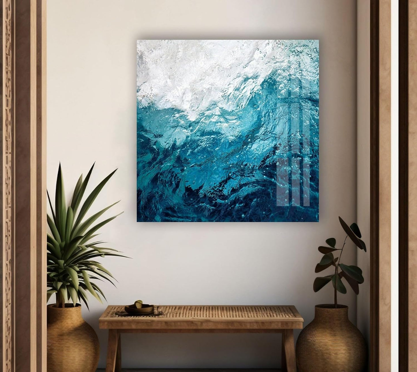 My Photostation.com Round 31,5'' Blue Waves Abstract Glass Wall ArtTempered Glass Printing Wall Decor Large Wall Art Wall Hangings