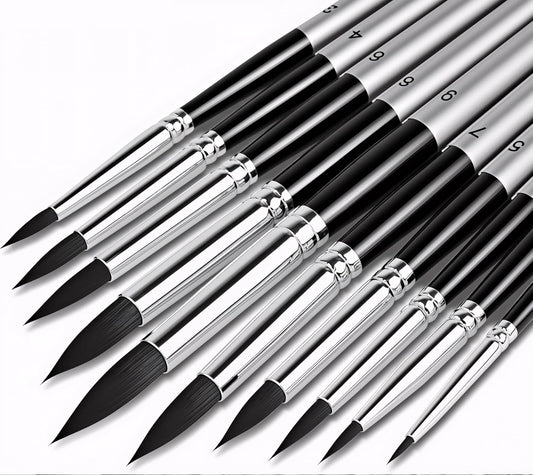 DUGATO Artist Paint Brush Set (10 Sizes) - Fine Tip Round Synthetic Brushes for Watercolor, Acrylic, Gouache, Oil Painting & Crafts - Professional Quality Art Supplies
