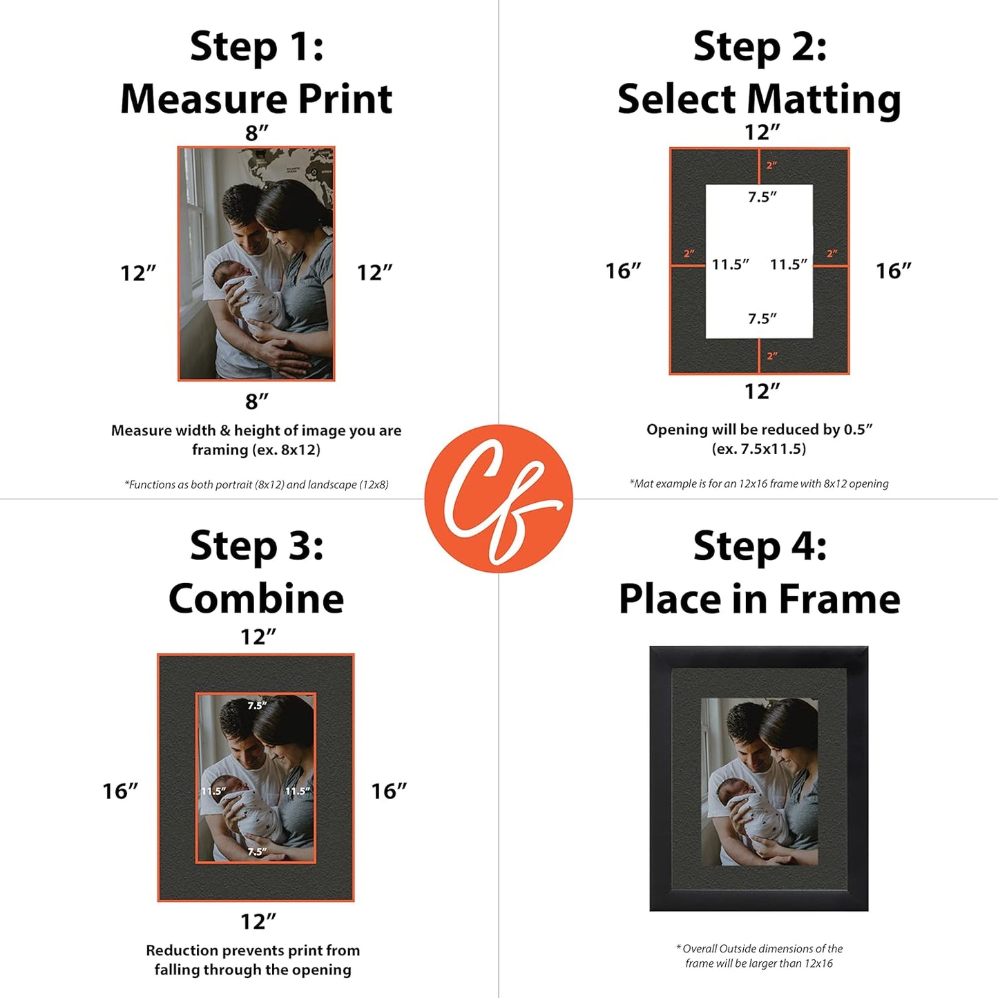 Craig Frames B572 Pre-cut Mat Board for 9x11 Print, 11x14, Pebble Black