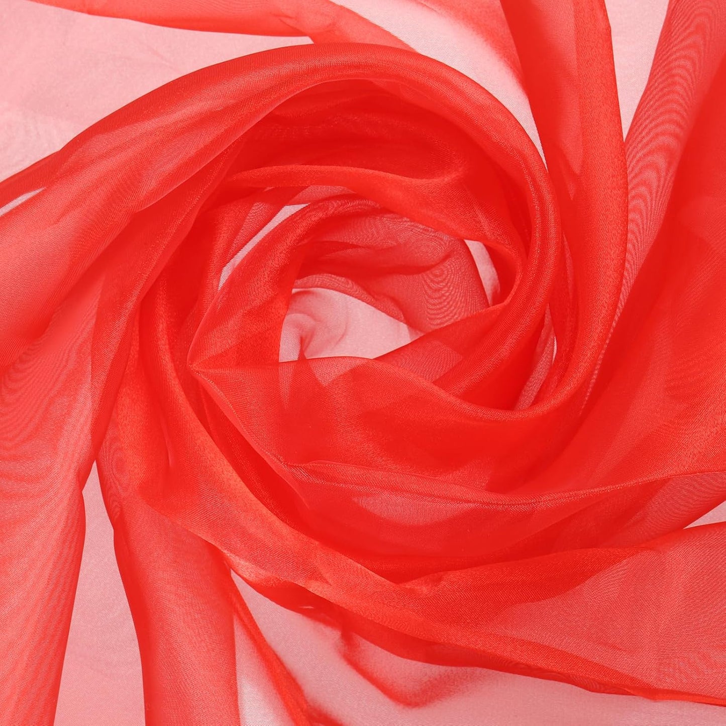 MECCANIXITY Iridescent Sheer Organza Fabric, 2 Yards x 59 Inches Solid Holographic Shiny Fabric Organza Cloth for Wedding, Curtains, Costume, Photo Background, Red