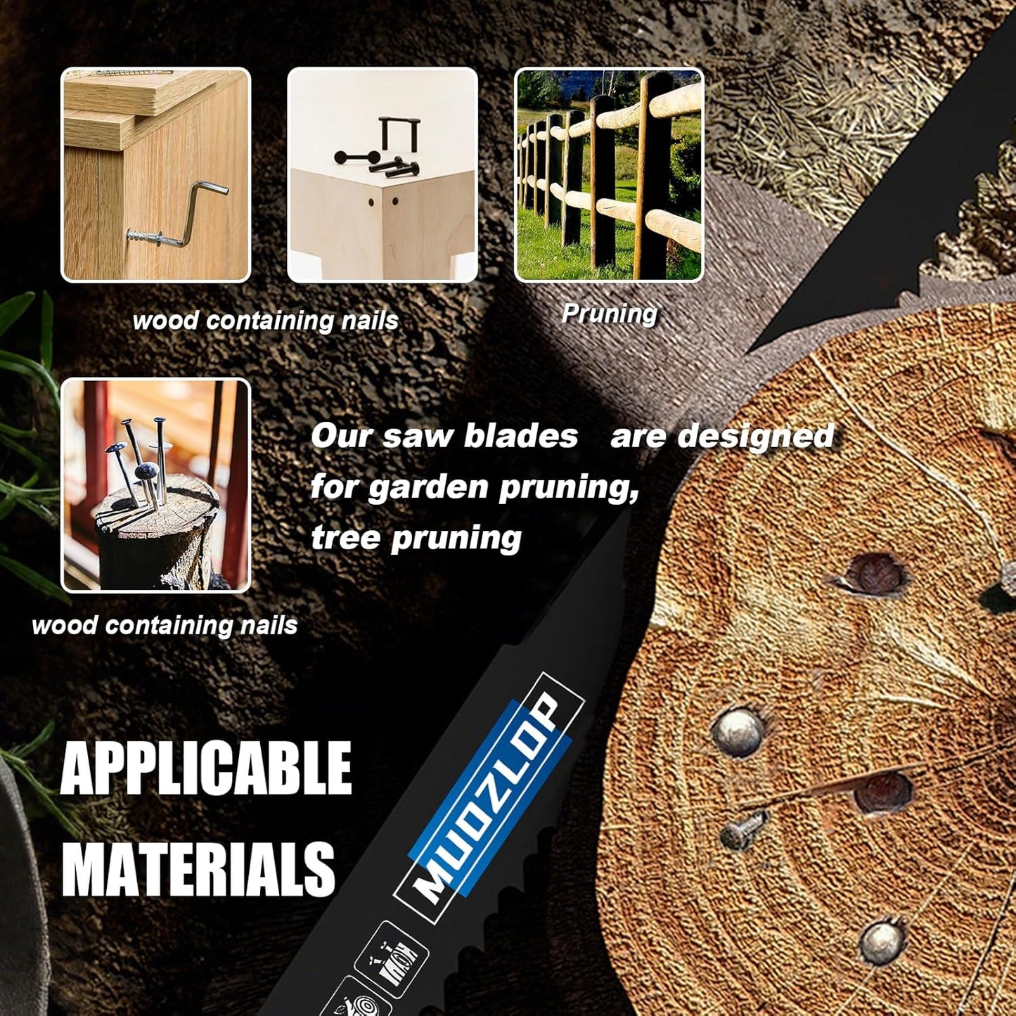 10 Pack 9 inch Reciprocating Saw Blades Set,6/12 TPI High Carbon Saw Blades, Woodcutting Saw Blades with Organizer Case (10, 6/12TPI/225mm)