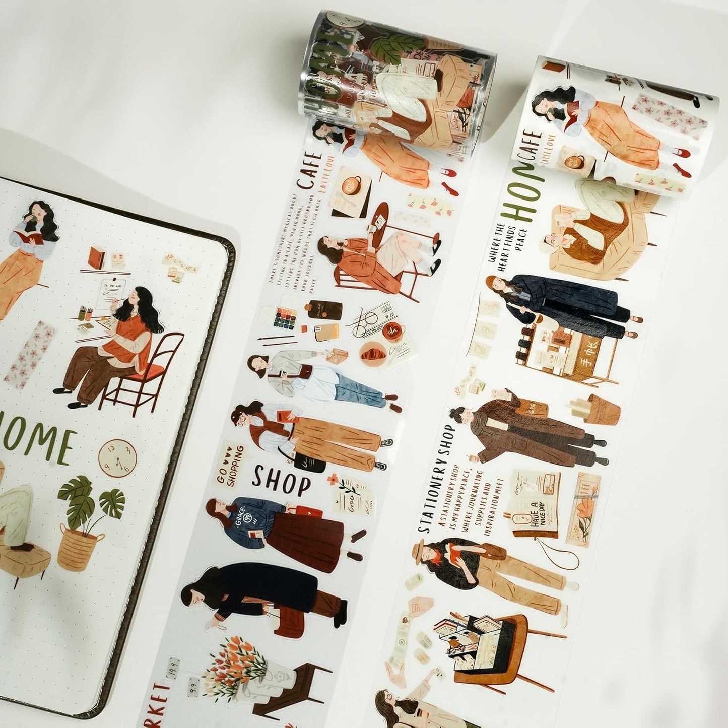 WT Pre-Cut Planner's Day 1 PET Tape, Single Roll, Original Designs, Waterproof Decorative Masking Tape for Journals, Planners, Scrapbooking, DIY Paper Projects