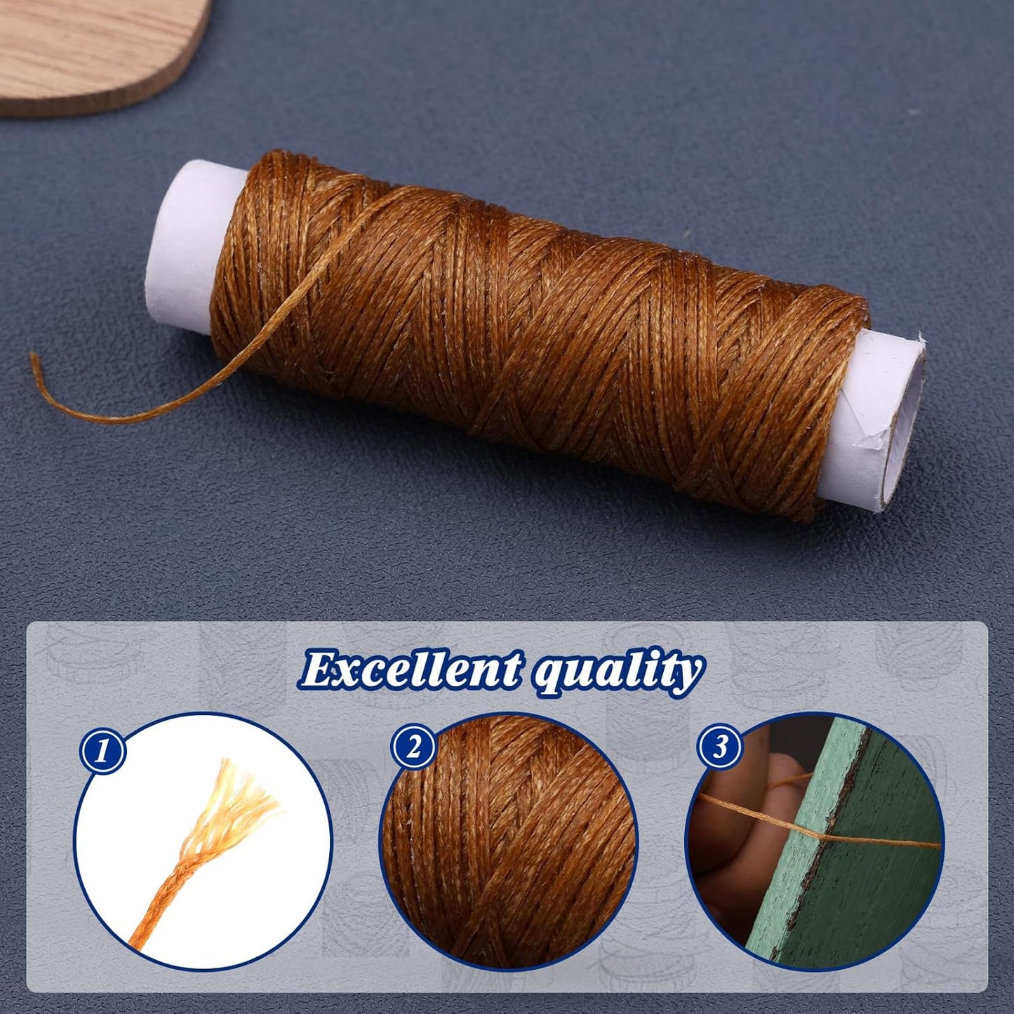 Ftyiwu Waxed Thread, Upholstery Needle and Thread 32 Yards with 7PCS Hand Sewing Needles for Home Upholstery Carpet Canvas Repair Leather Sewing (Medium Brown)