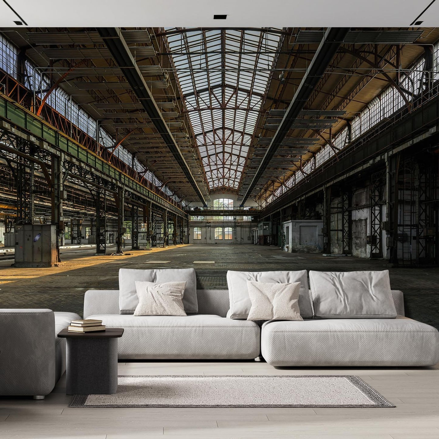 wall26 Wall Sticker/Wall Mural Industrial Interior of an Old Factory Building, Not Peel and Stick, Non-Woven Wallpaper Decorative for Bedroom, Living Room, Office - 132x192 inches
