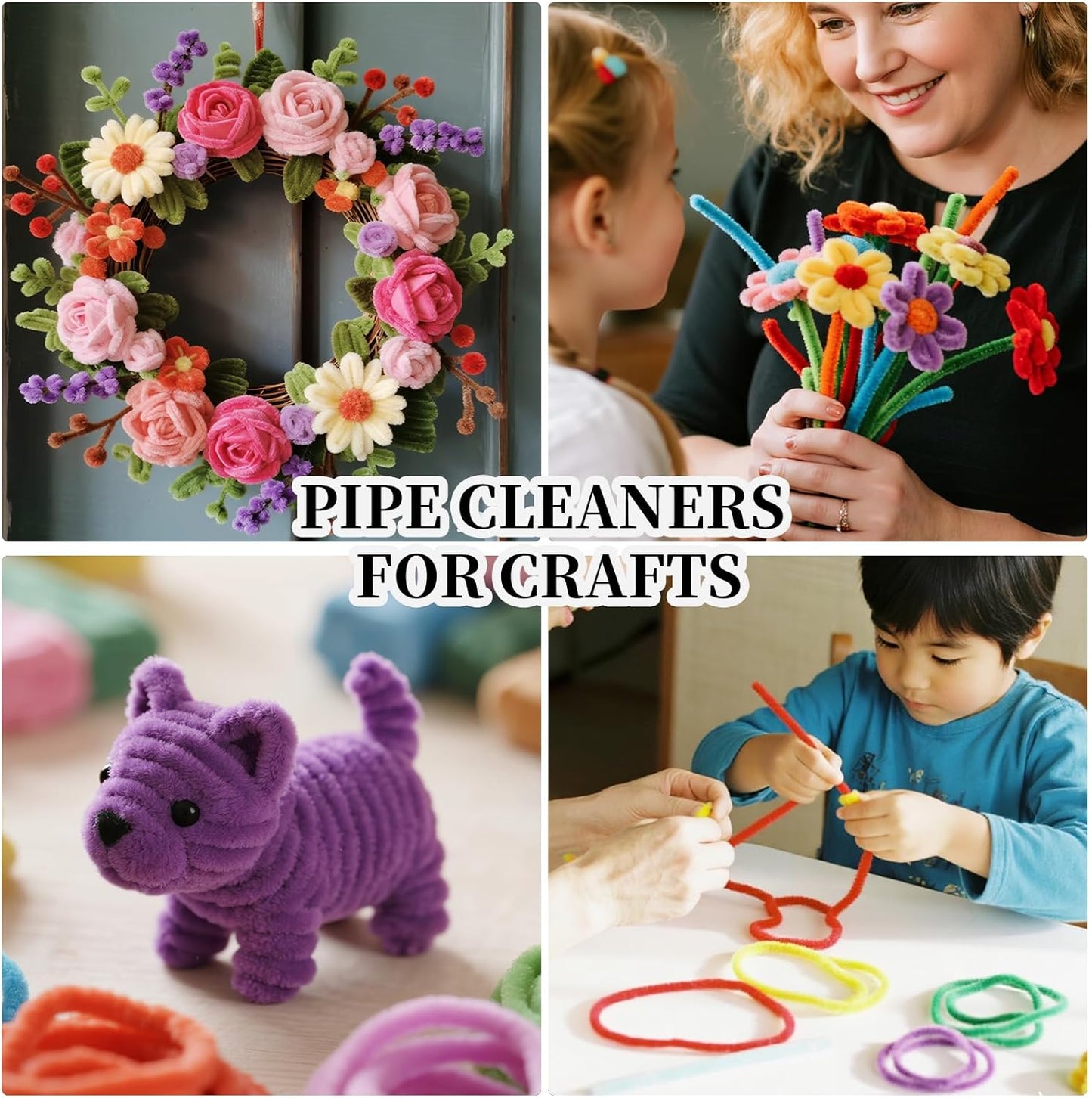 Deep Purple Pipe Cleaners Crafts-200PCS Chenille Stems DIY Crafts for Invitations & Decorations; Suitable for Wedding & Party Occasions,Halloween Decor,Christmas Gifts for Kids,Crochet Flowers