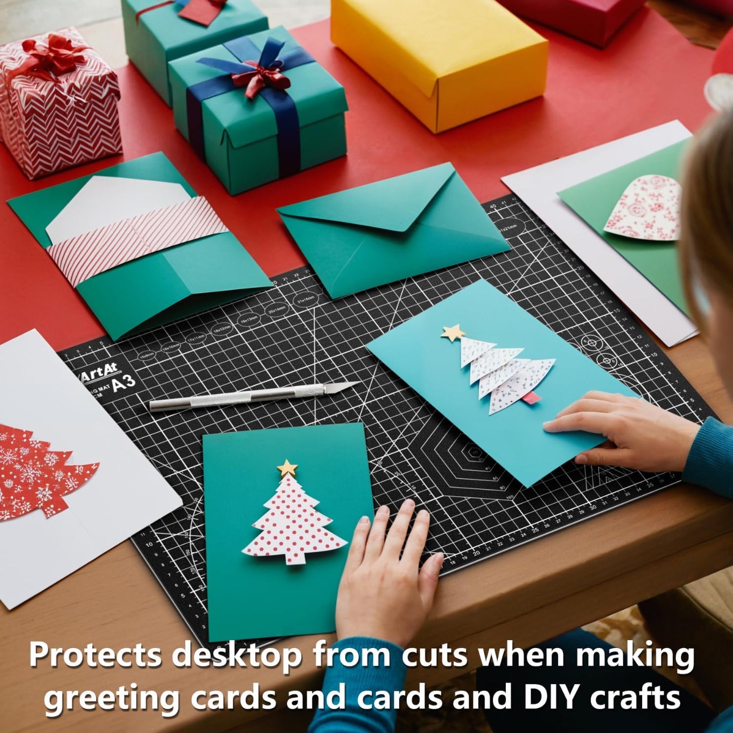 ArtAt Self Healing Cutting Mat: 12″x 18″ Black-Gray Eco-Craft Cutting Mat - 5-Layer Durable Anti-Blade-Wear Material for All Your Crafting Needs