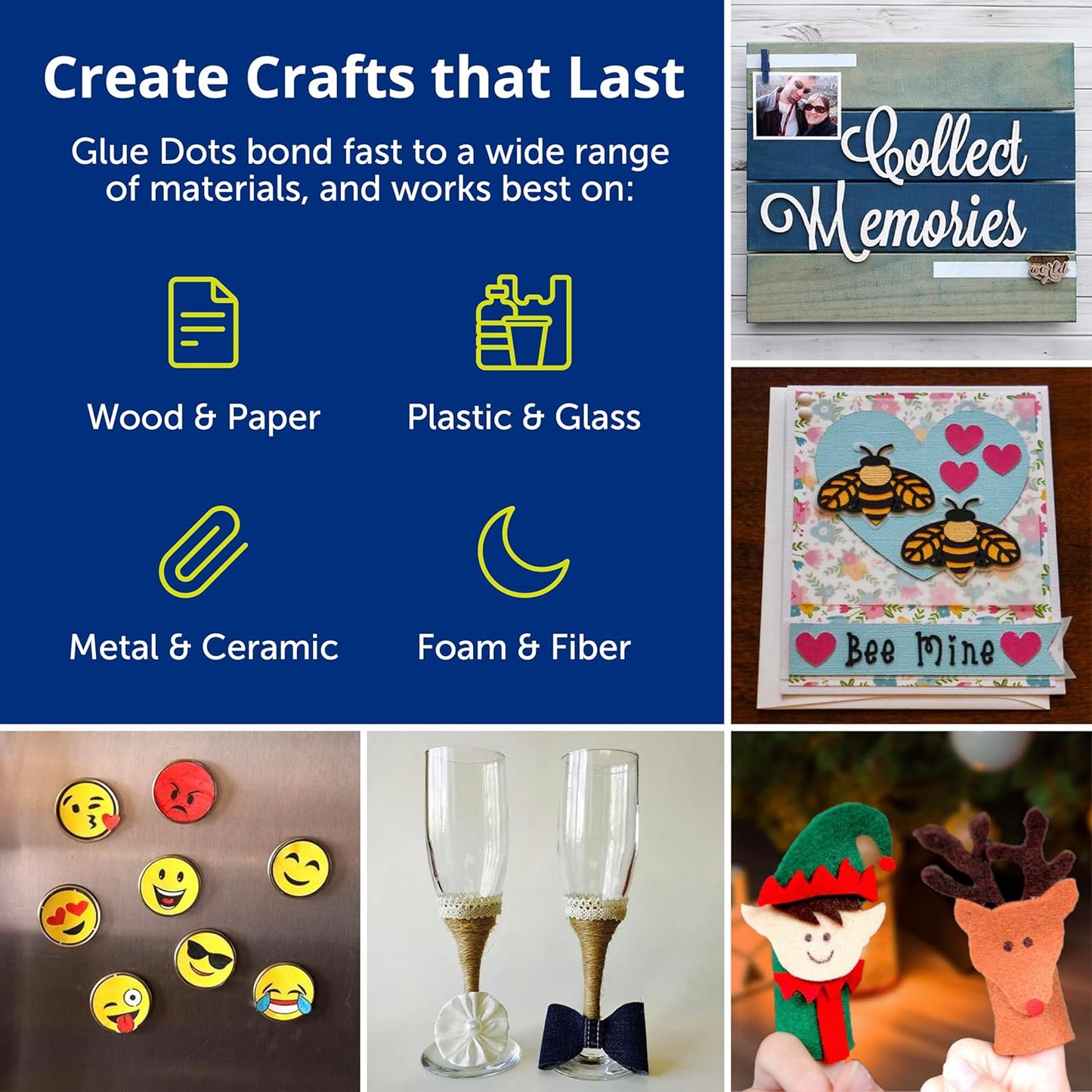 Glue Dots, Mini Dots Value Pack, Double-Sided, 3/16", 600 Dots, DIY Craft Glue Tape, Sticky Adhesive Glue Points, Liquid Hot Glue Alternative, Clear