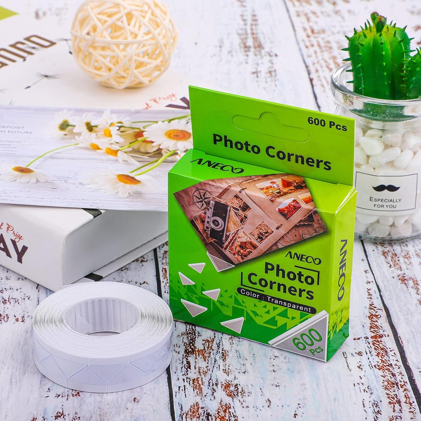 Aneco 600 Pieces Clear Self-Adhesive Picture Mounting Corner Stickers Transparent Acid-Free Photo Mounting Corners for Scrapbooking Diary Journal