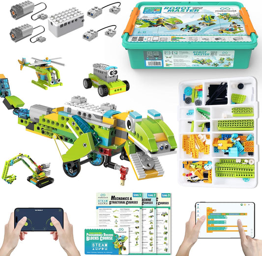 Coding Robot Kit for Kids Ages 6+, 200+ in 1 APP Control Dinosaur Robot Toy, Educational Scratch Program Robotic Kit with 47 Video Courses,Birthday Children's Day Gift for Boys Girls(600 Blocks)