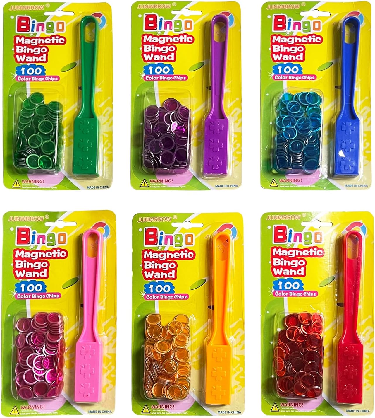 Magnetic Bingo Wand with Chips,6-Pack& 600 Metal Chips, 6 Color Metal Chips-for Large Group Games,Family Game Night, Sensory Bins,Counting and Sorting,Science& Educational Activities