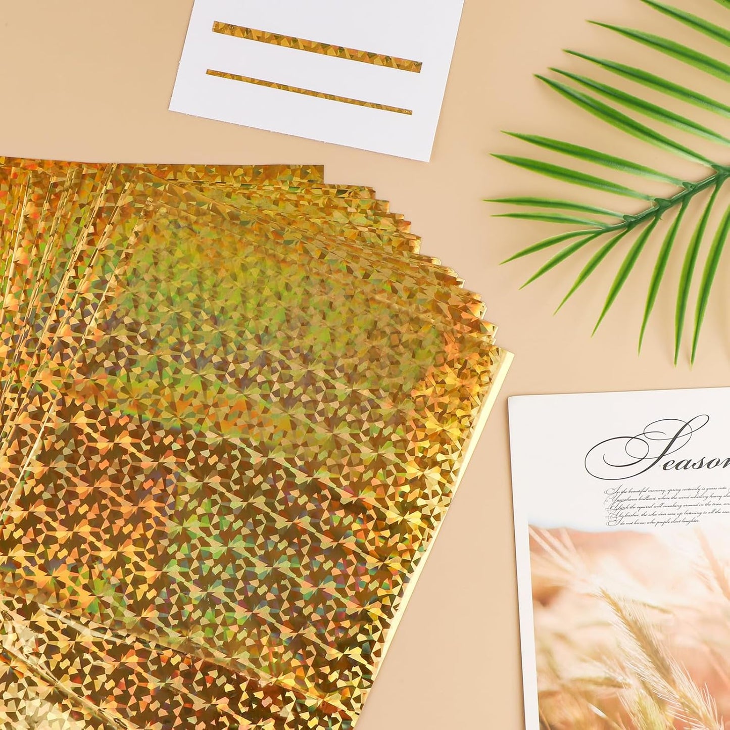 Briartw 20x29cm Hot Foil Paper 50 Sheets Pack Toner Reactive Foil Hot Stamping Foil Paper by Laser Printer and Laminator for Scrapbooking Craft Cardmaking DIY Album (Golden Gemstone, 50 Sheets)