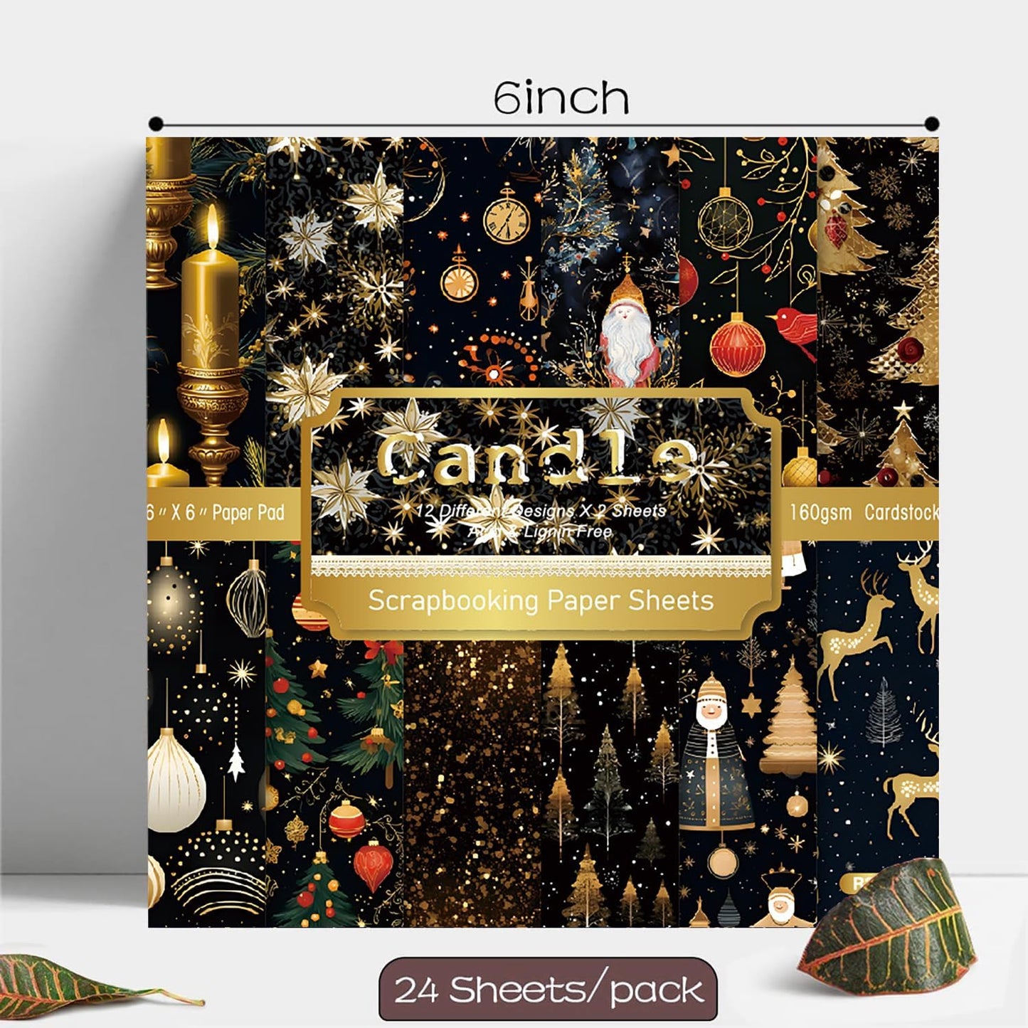 YASMEN 6"x6" Scrapbook Paper Pad - 24 Sheets of Patterned Cardstock for Card Making, Scrapbooking, Junk Journal, DIY Gift Cards - Single-Sided Decopodge Decorative Craft Paper