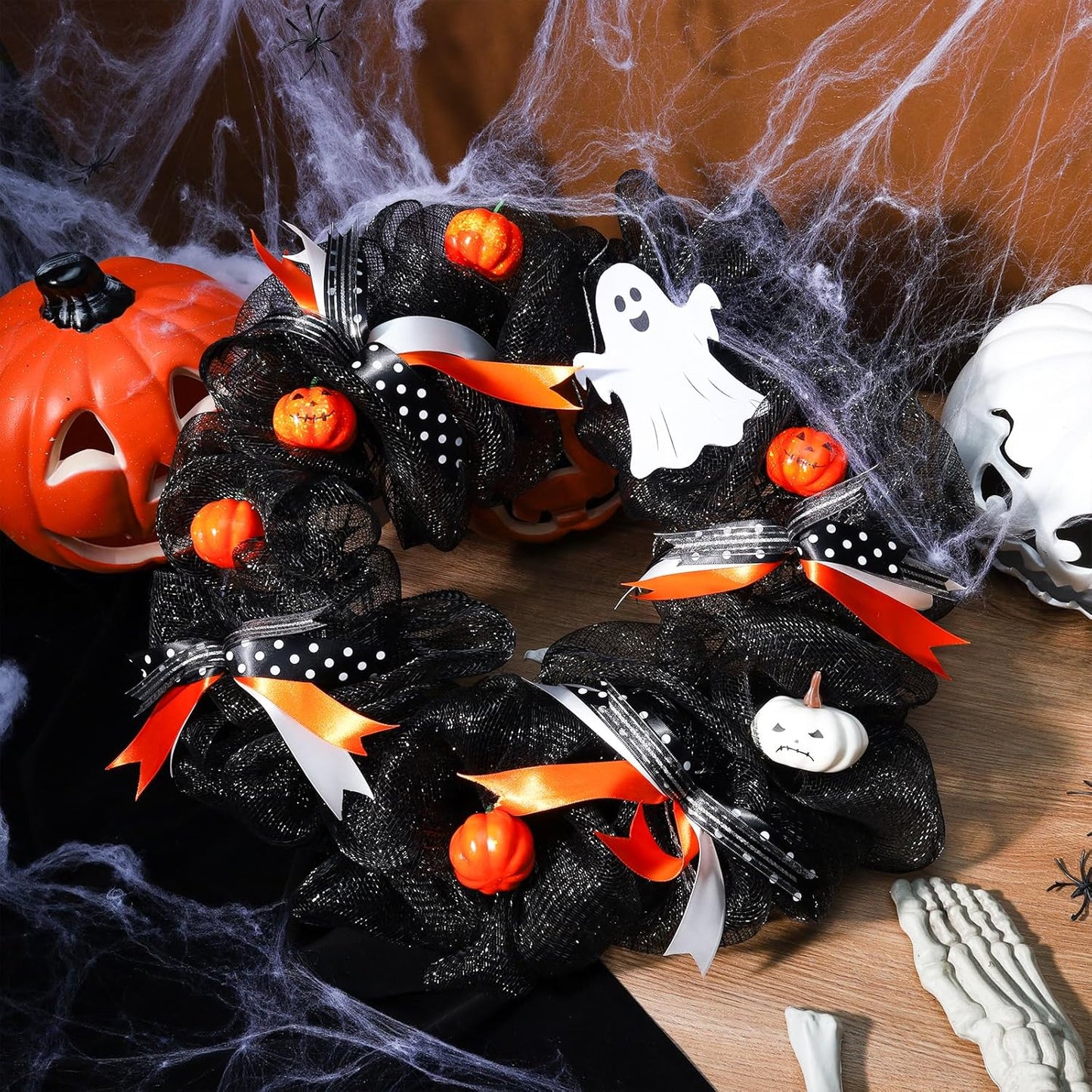 LaRibbons Black Ribbons for Crafts 6 Rolls Assorted Black Ribbons with Polka Dots, Glitter and Sequins for Gift Wrapping, DIY Crafts, Hair Bows, Sewing and Party Decorations, 30 Yards