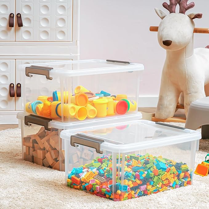 Citylife 17 QT Plastic Storage Box with Removable Tray Craft Organizers and Storage Clear Storage Container for Organizing Bead, Tool, Sewing, Playdoh, 2 Packs