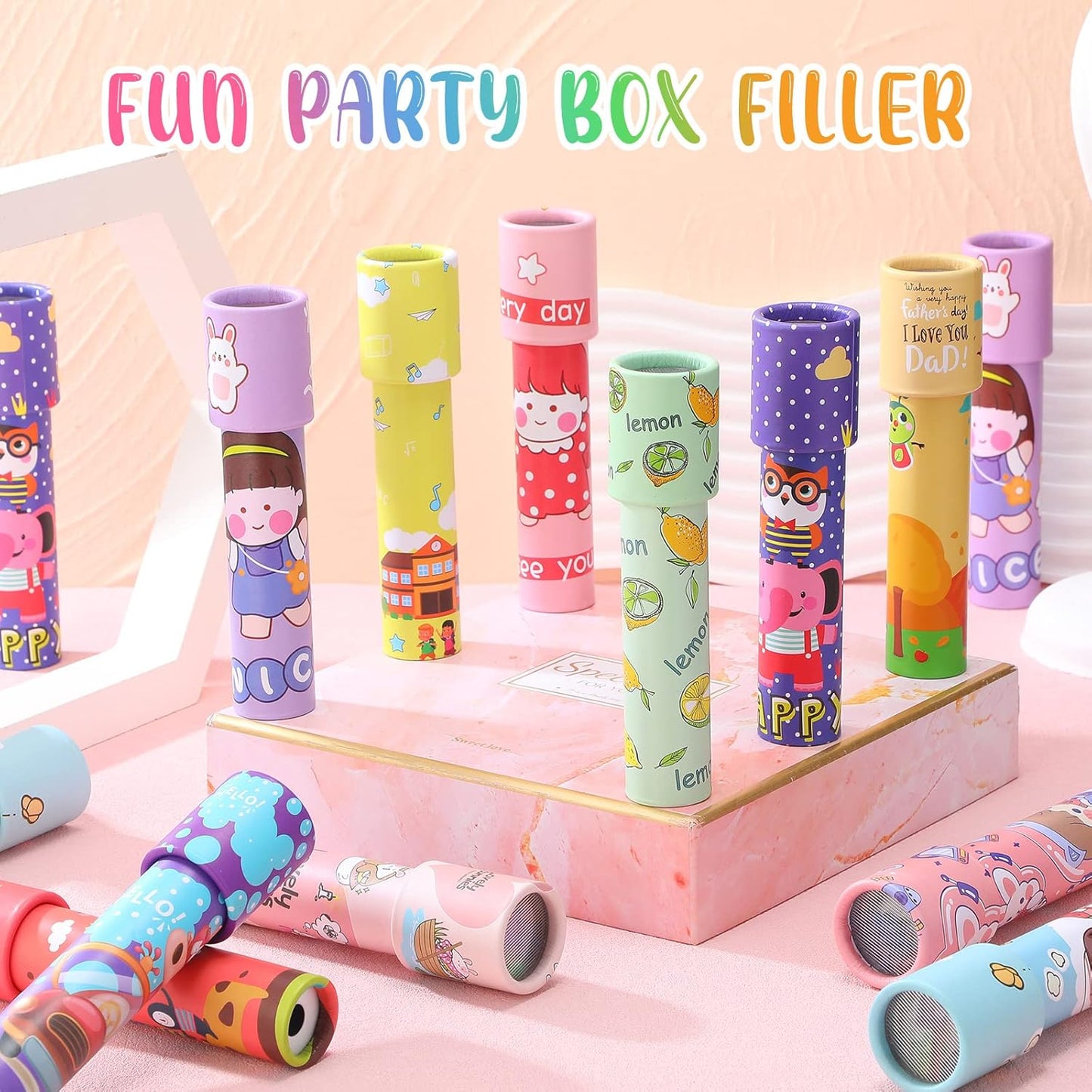Chivao 20 Pcs Classic Kaleidoscopes Educational Toys for Party Favors Fun Kaleidoscope Toy for Stock Stuffers Bag Fillers Birthday Party School Classroom Prizes, Random Colors (Cute Style)