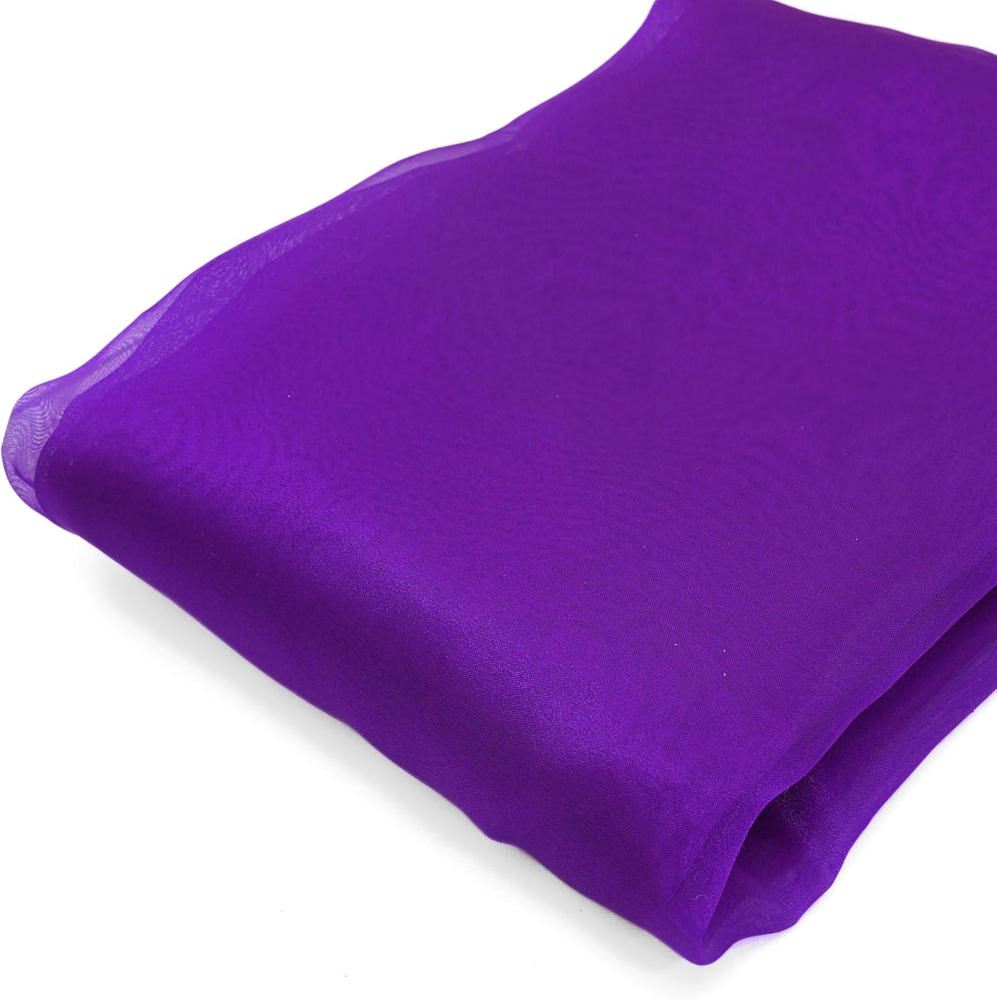 Organza Fabric 5 Yard Bridal Solid Sheer Organza Fabric Bolt for Wedding Dress, Fashion, Crafts, Decorations Silky Shiny Organza 44" - (5 Yard, Purple)