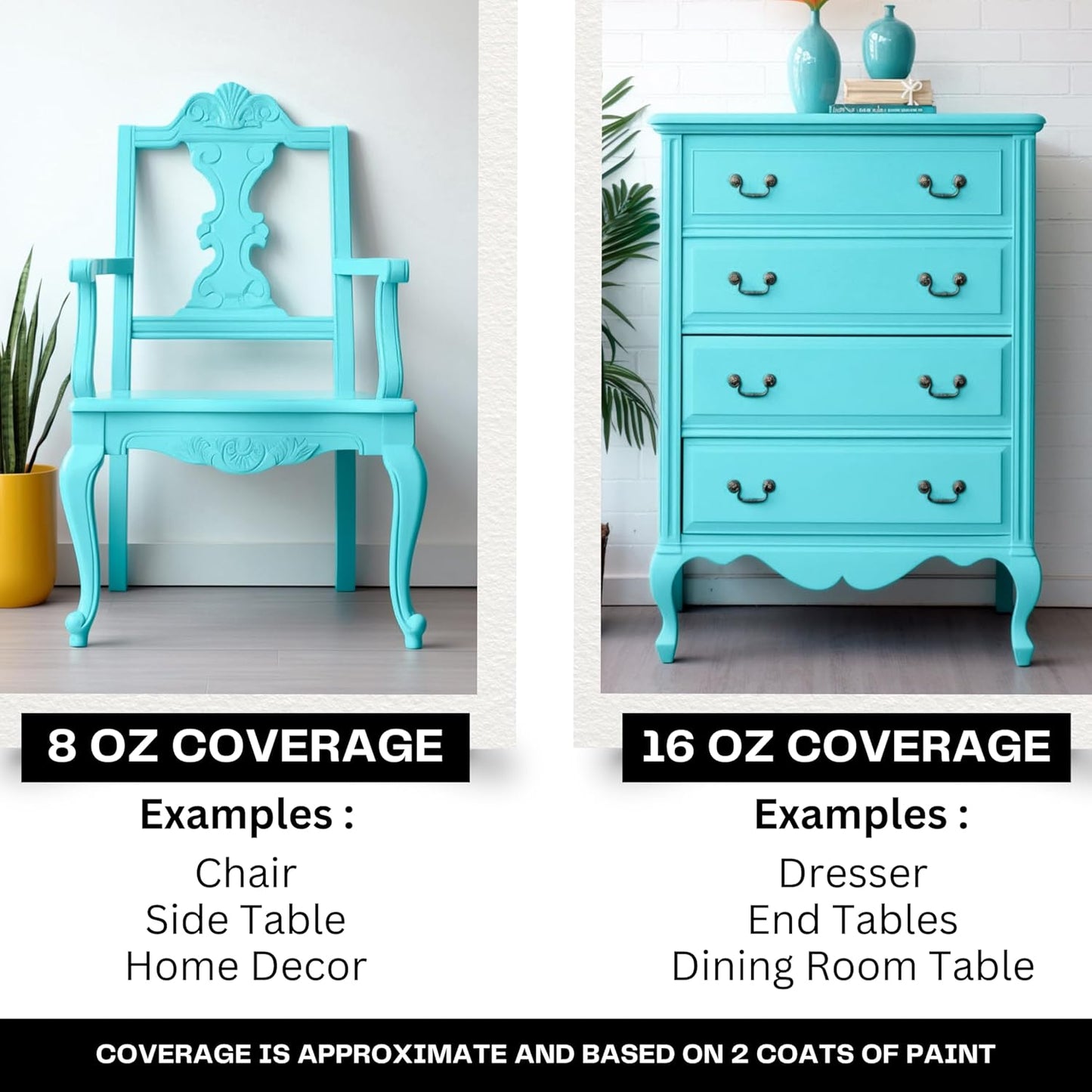 Daydream Apothecary Premium Chalk Style Paint for Furniture, Home Décor, Wood, DIY Interior Projects, Quick Dry, No Prep or Prime Needed, Matte Aqua - 8oz