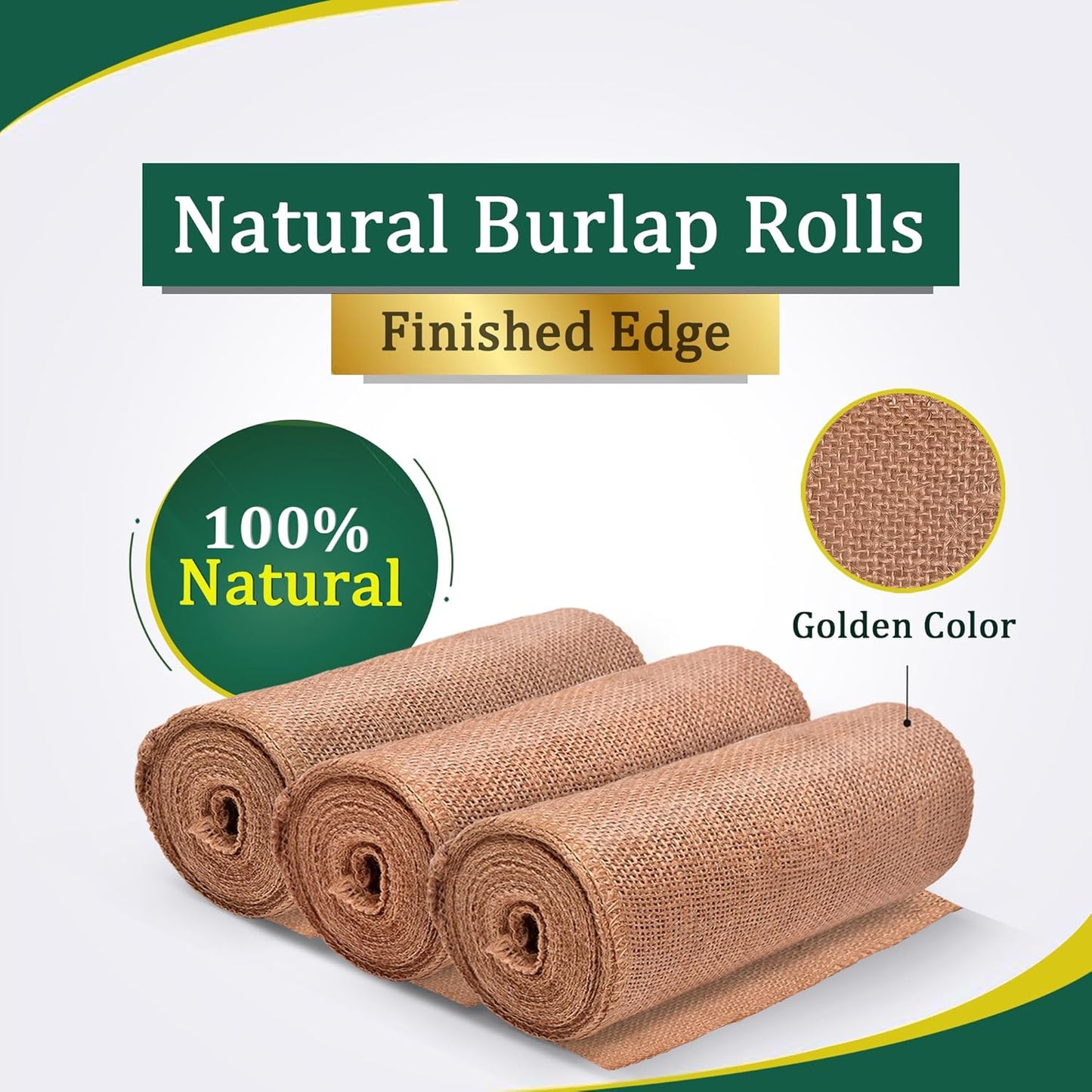 Burlap Table Runners 12 Inches x 30 FT - No-Fray Finished Edge Premium Natural Table Runner Burlap Roll – No Odor, Eco-Friendly Tablecloth Roll for Rustic Table Decor and Other DIY Crafts