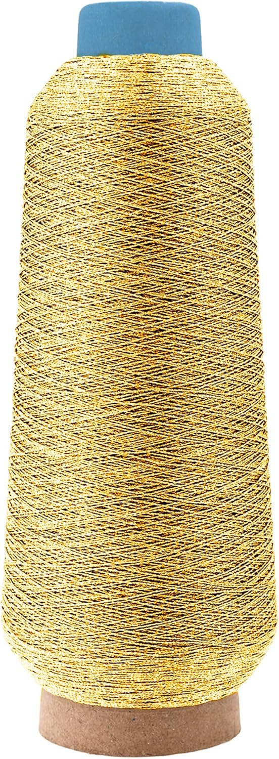 Mandala Crafts 4 Pack of Serger Threads Cones Spools - 150D/2 Polyester Metallic Gold Threads for Sergers Machine and Overlock Quilting Sewing Machine