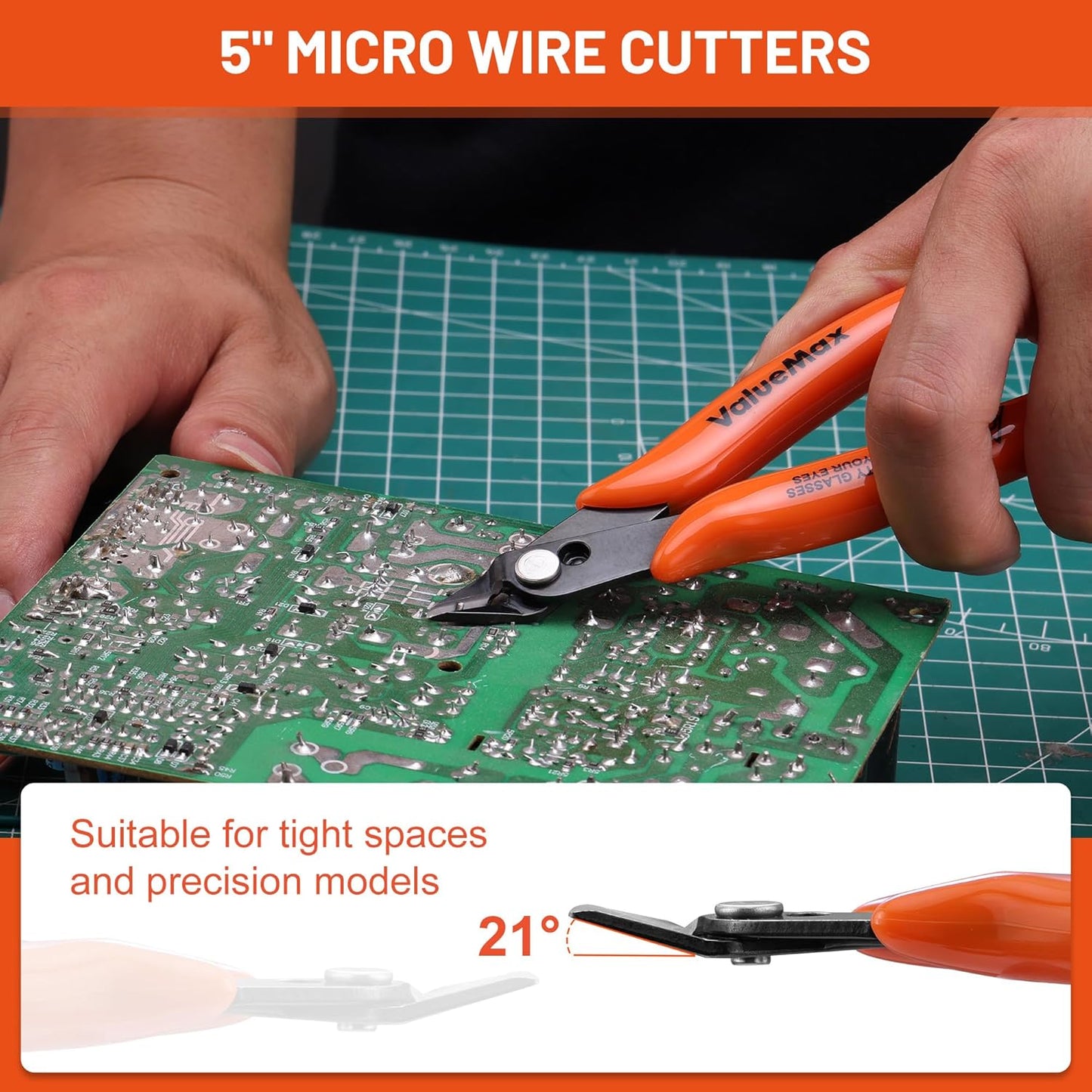 ValueMax Flush Cutters 12 Pack, 5" Micro Precision Side Cutter Pliers Spring-loaded, Small Diagonal Cutters for Jewelry Making, Electronics, Zip Ties, Model Craft