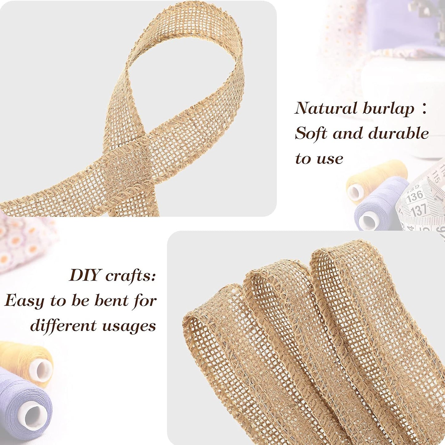 20 Yard 1 Inches Burlap Ribbon Wide Jute Ribbon Natural Burlap Fabric Roll Wired Edge for Wreaths, Christmas Tree Decoration, Big Bow Crafts, Gift Wrapping, Wedding