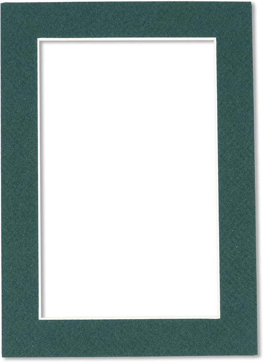 11x14 Mat Bevel Cut for 8.5x11 Photos - Acid Free Forest Green Precut Matboard With Backing Board and Crystal Clear, Self Seal Photo Mat Bag - For Pictures, Photos, Framing - 4-ply Thickness