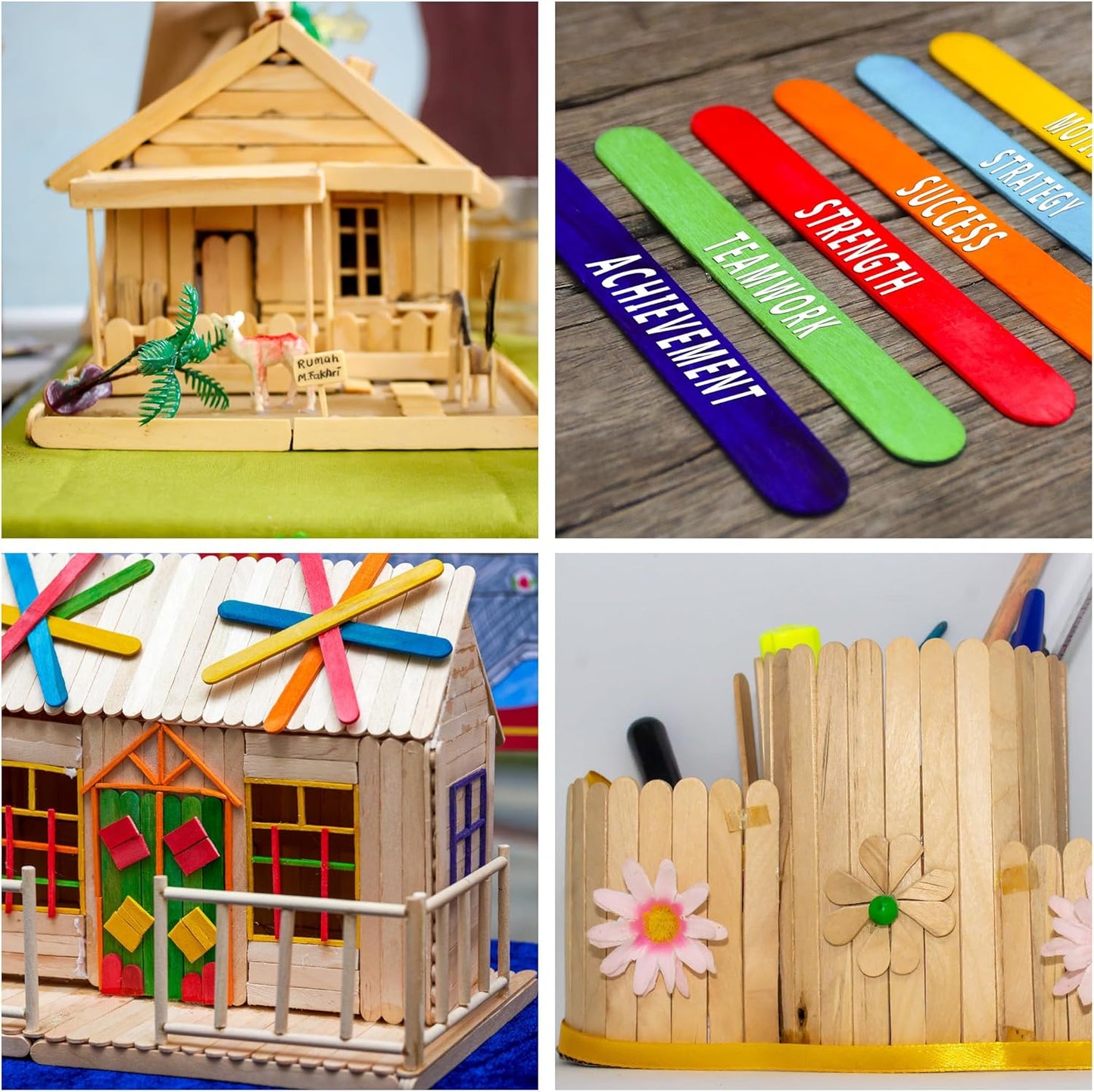 60 Pieces Jumbo Craft Sticks, 8 Inch Natural Wooden Popsicle Sticks, Multi-Functional Ice Cream Sticks for Crafts, Tongue Depressors, Hair Removal and Waxing Sticks, Plant Labels, DIY Classroom Crafts