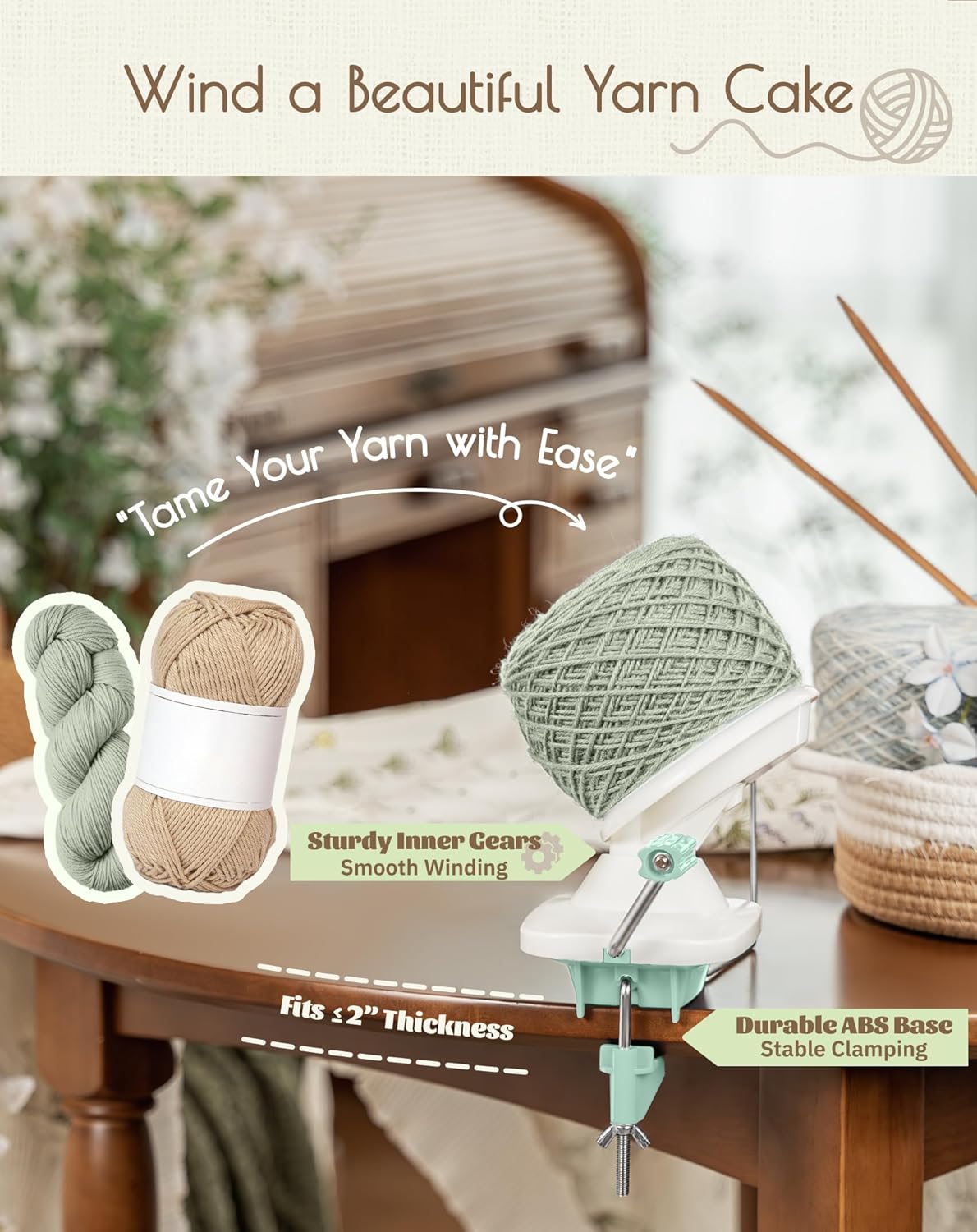 Adhafera Yarn Winder with Guide, Yarn Ball Winder for Crocheting, The Helper for Yarn Collection Lovers