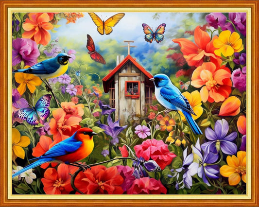 Foxhool Beginners Cross Stitch Kits Stamped Full Range of Embroidery Kits for Adults DIY Cross Stitches kit Embroidery Patterns for Needlepoint kit-Little Bird Family 16x20 inch