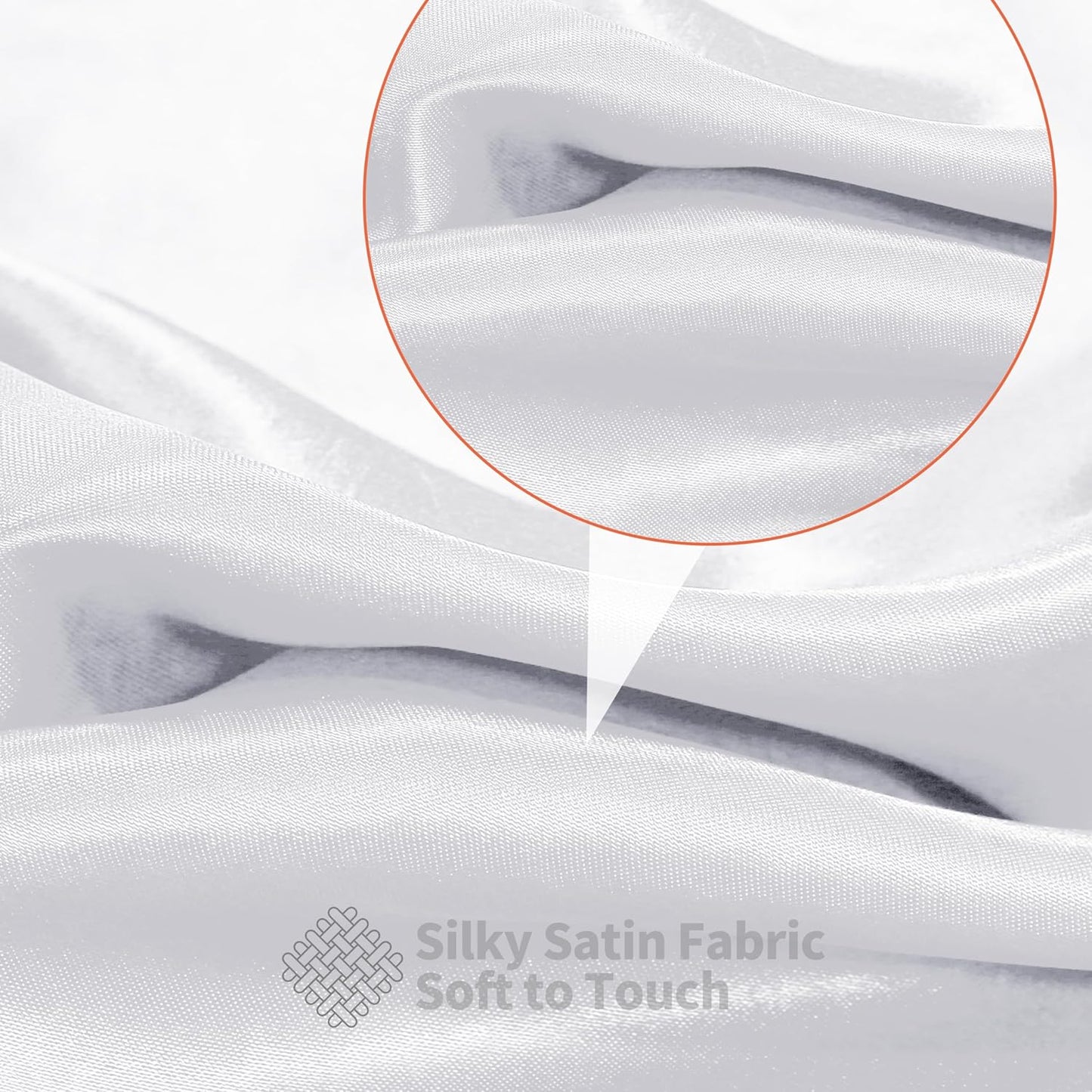 RUDONG M White Satin Fabric by The Yard, 5 Yard x 60 Inch Wide Silky Charmeuse Satin Fabric, Soft Satin Fabric for Wedding Decorations, Bridal Dress, Sewing, Accessories, DIY Crafts