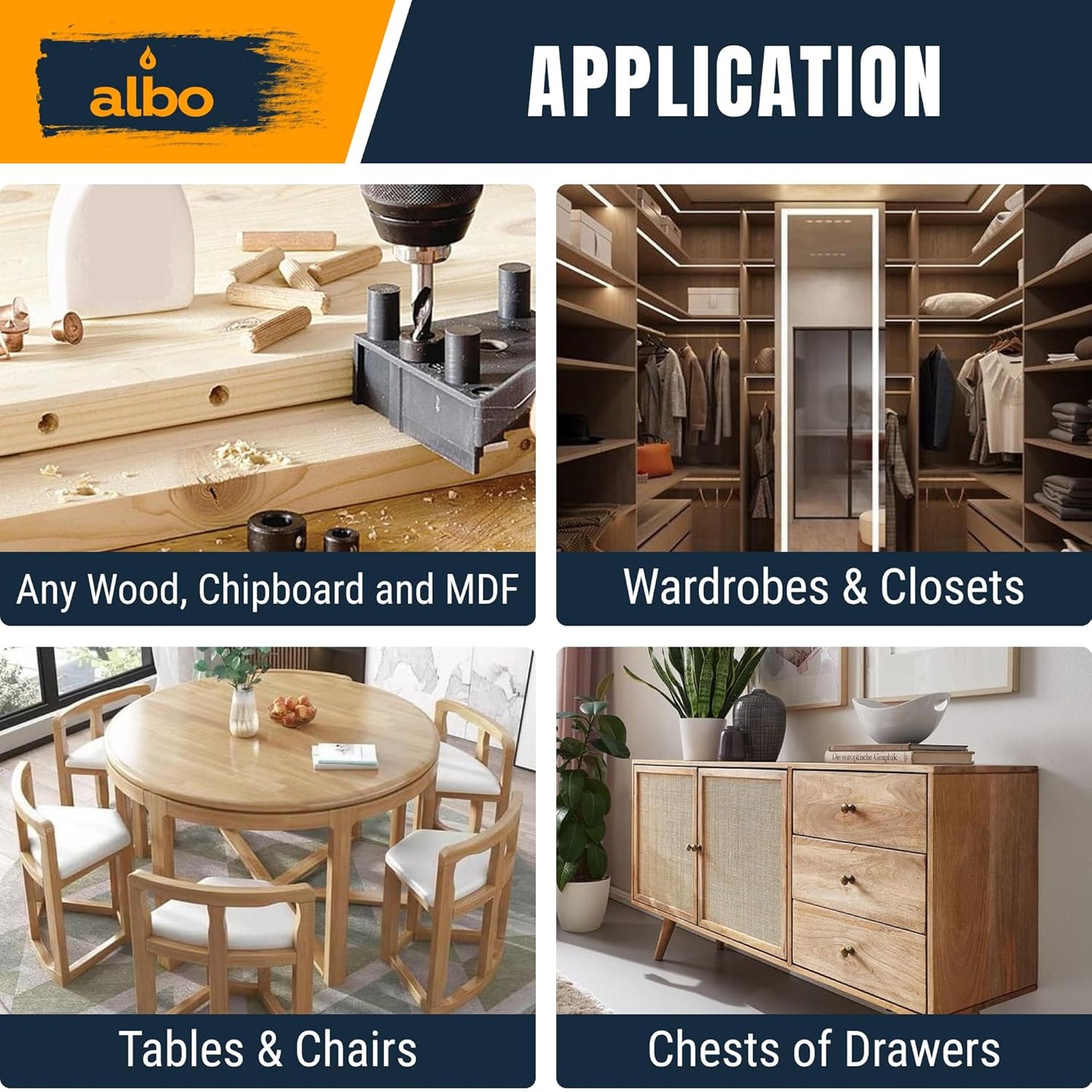 ALBO Wooden Dowel Pins 500 Pack Assorted Sizes 1/4 + 5/16 + 3/8 inch Fluted Wood Dowels Rods Hardwood Crafts Dowel Pegs