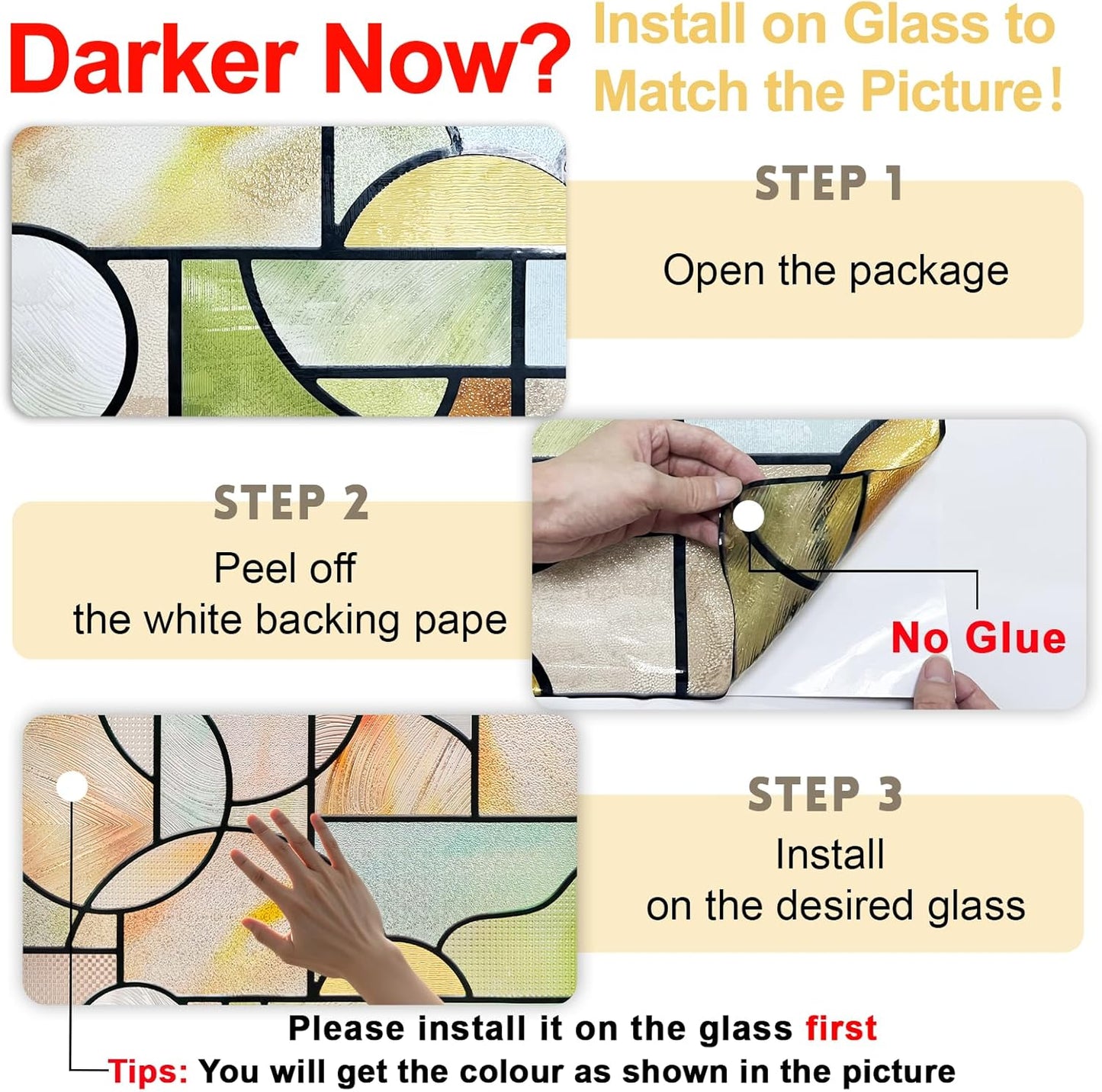 3D Stained Glass Window Privacy Film, Heat Control UV Blocking Static Cling Decorative Window Film for Bathroom,Front Door,Home Non Adhesive,16.9 x 78.7 inches Wilderness