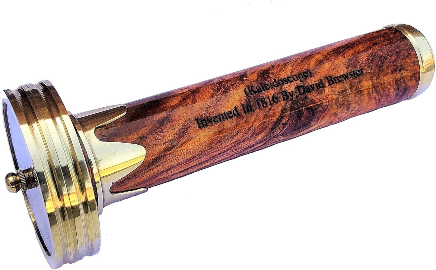 Handmade 8 Inches Wooden Tube And Brass Ring Working Kaleidoscope Best Birthday Gift For Children