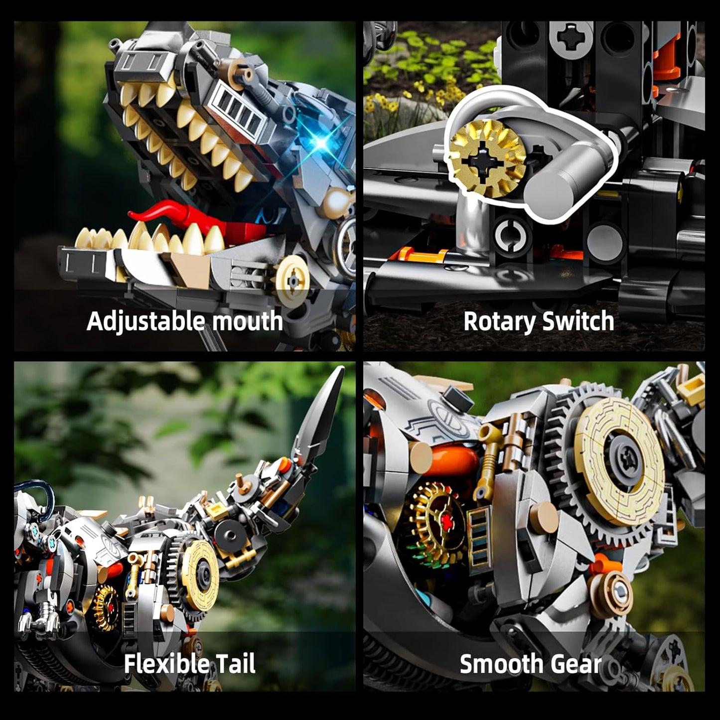 Ideas Mechanical Tyrannosaurus Building Set with Light, Creative Jurassic T-Rex Animal Toy for Home Office Decor Compatible with Lego Dinosaur, Gift for Adult Teens Boys 8-12(1268 PCS)