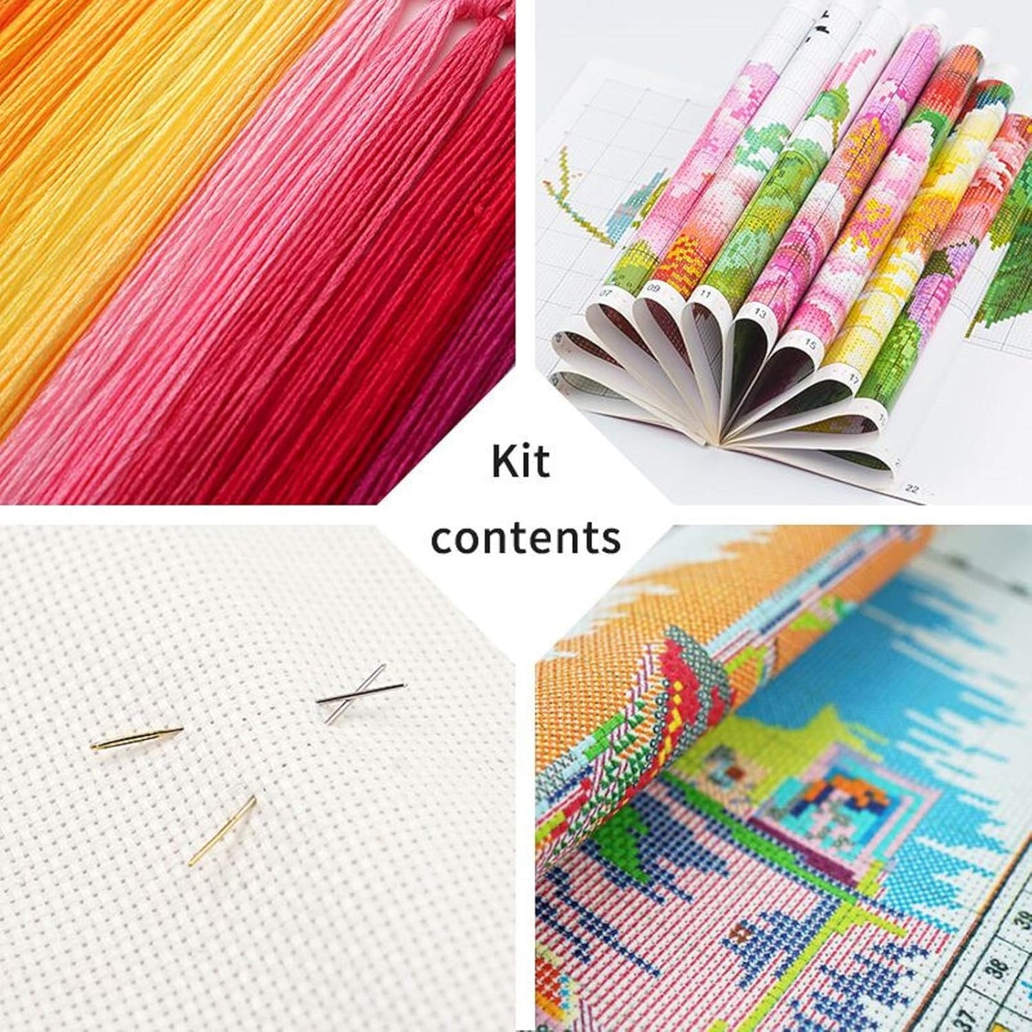 Dimensean Stamped Cross Stitch Kits Full Range of Embroidery Patterns Starter Kits for Beginners Adult or Kids DIY Cross Stitches Needlepoint Kits 11CT-Cat Flowers on The Table 18x18 inch