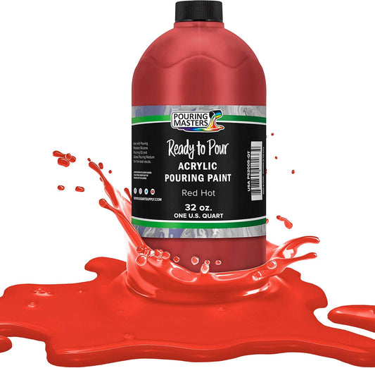 POURING MASTERS Hot Tamale Red Acrylic Ready to Pour Pouring Paint - Premium 32-Ounce Pre-Mixed Water-Based - for Canvas, Wood, Paper, Crafts, Tile, Rocks and More