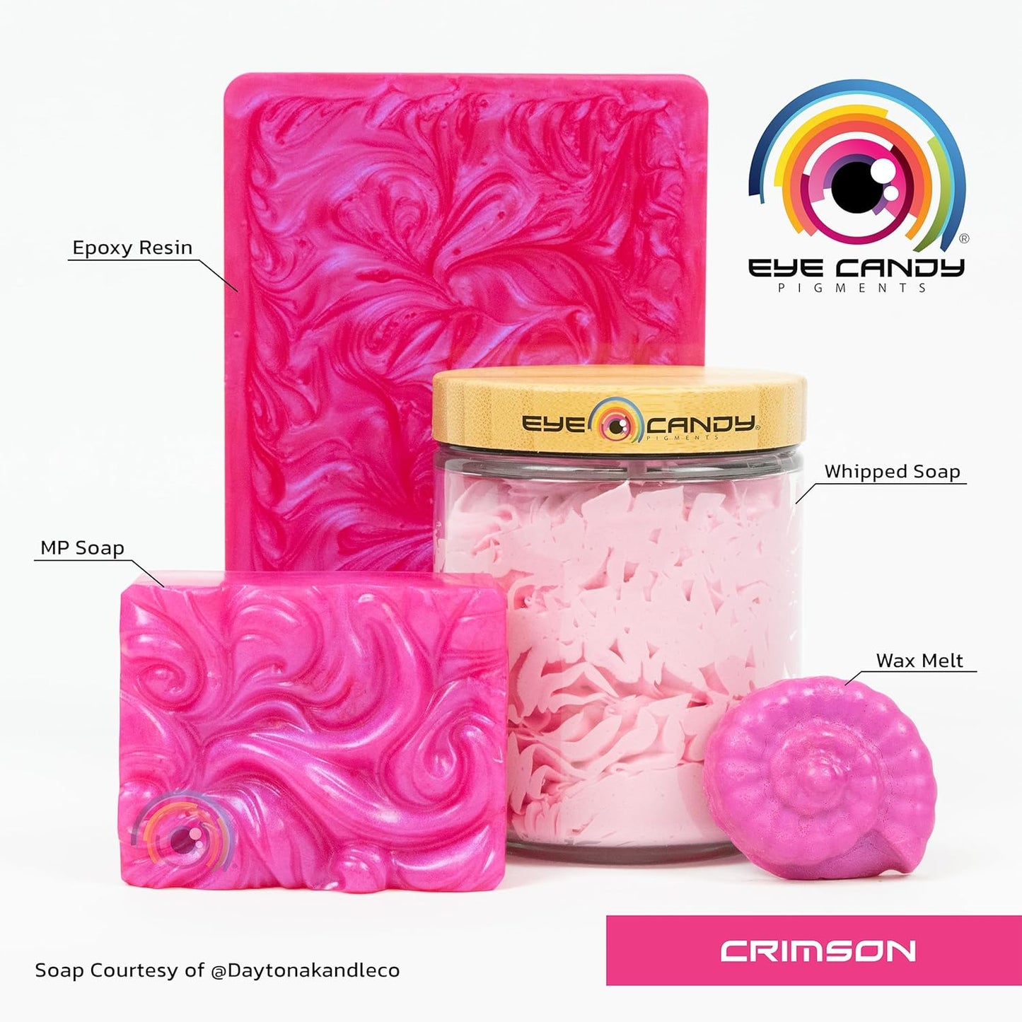 Eye Candy Pigments Premium Red Mica Powder - Crimson (50gr) - for Epoxy, Resin, Soap, Paint, Woodworking, Acrylic Pouring, Bath Bombs, Fishing Lures - DIY Arts and Crafts Additive