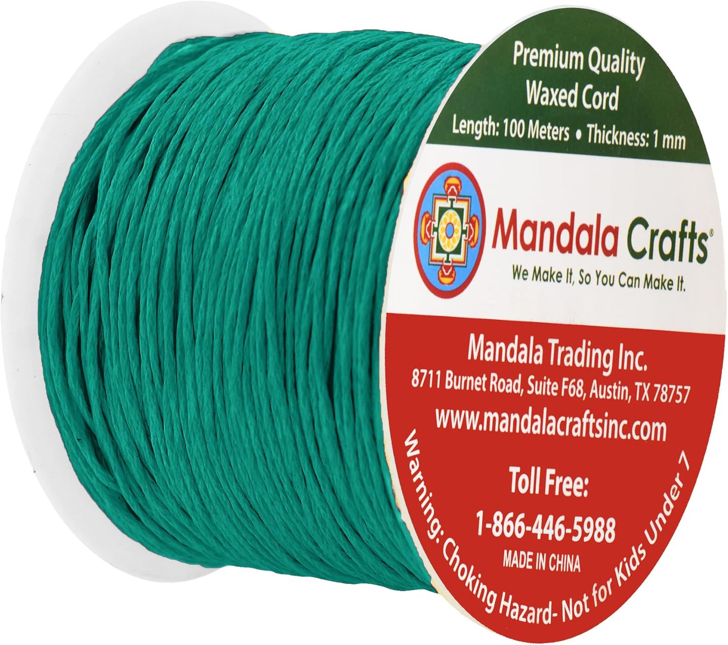 Mandala Crafts 1mm 109 Yards Peacock Green Cotton Waxed Cord for Jewelry Making Bracelet Cord Waxed String - Beading String Thread Jewelry Cords for Necklaces String