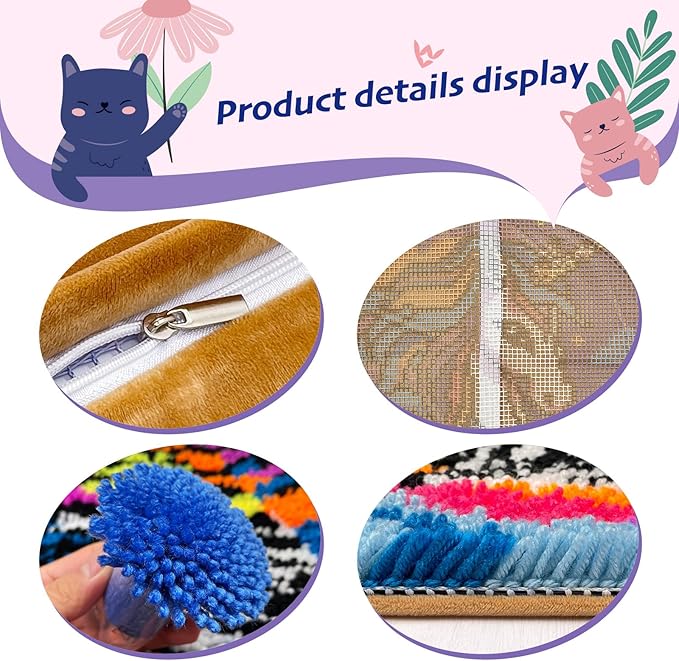 Cute Penguin Latch Hook Kits for Adults Kids Beginners Cartoon Animals Latch Hook Pillow Kit Pre-Printed Latch Hook Rug Kits Cross-stitch Cushion for Home Sofa Decoration 17x17 in. Craft Gift