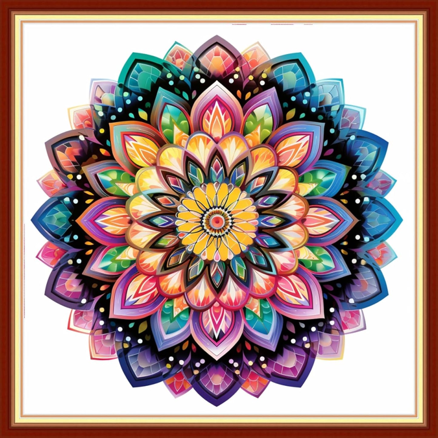 Dooxvey Cross Stitch Kit for Adult Beginners - Full Range of Stamped Kits, Needlepoint & Embroidery Kits - 11CT Cross Stitch Patterns - Colorful Mandala 18x18 inch